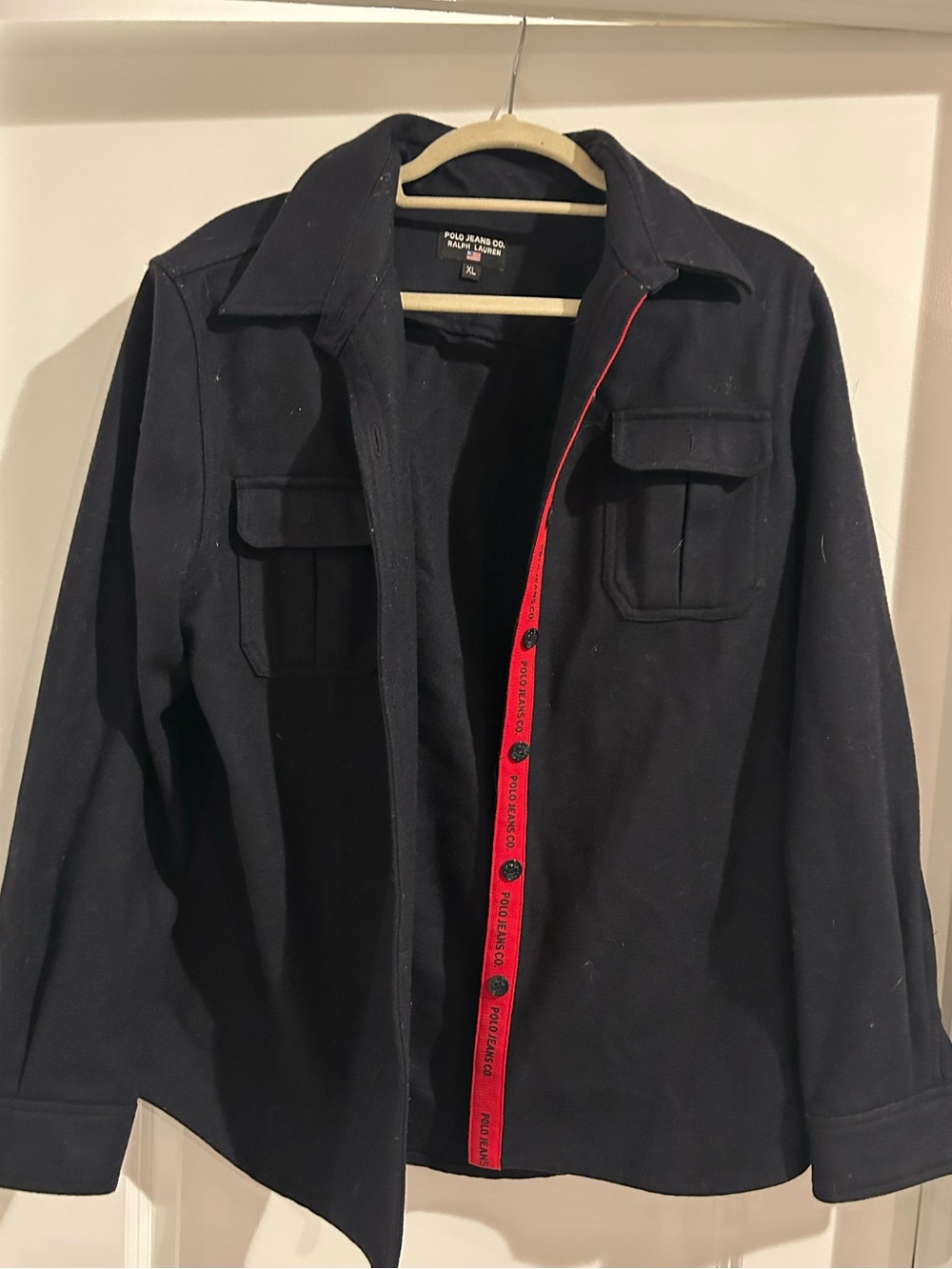 Polo by Ralph Lauren Black Field Jacket with Red Trim